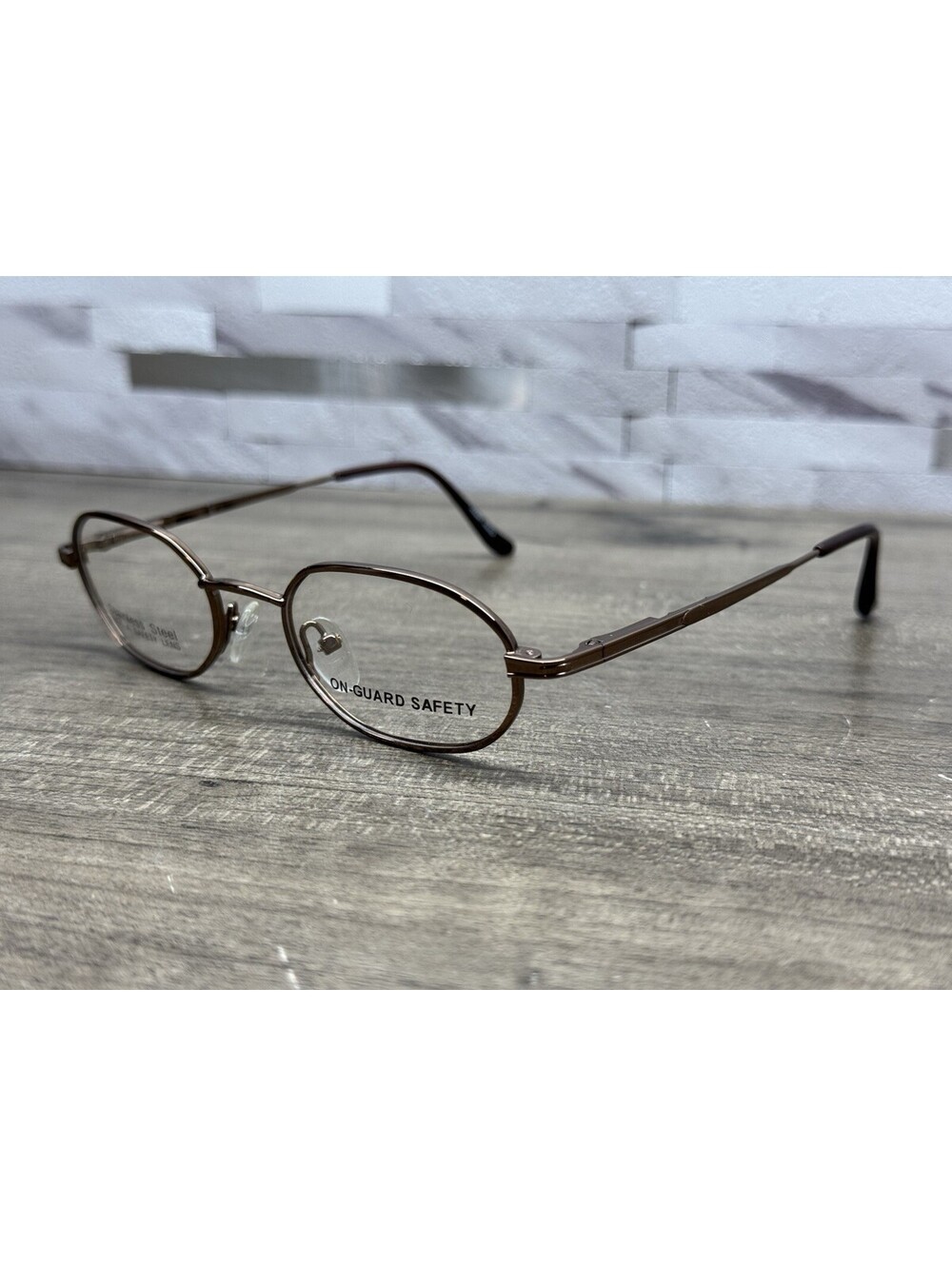 NEW OnGuard Safety Eyeglasses Frames OG-116 Brown Oval Wire Rim Z87-2+ 48-19-135